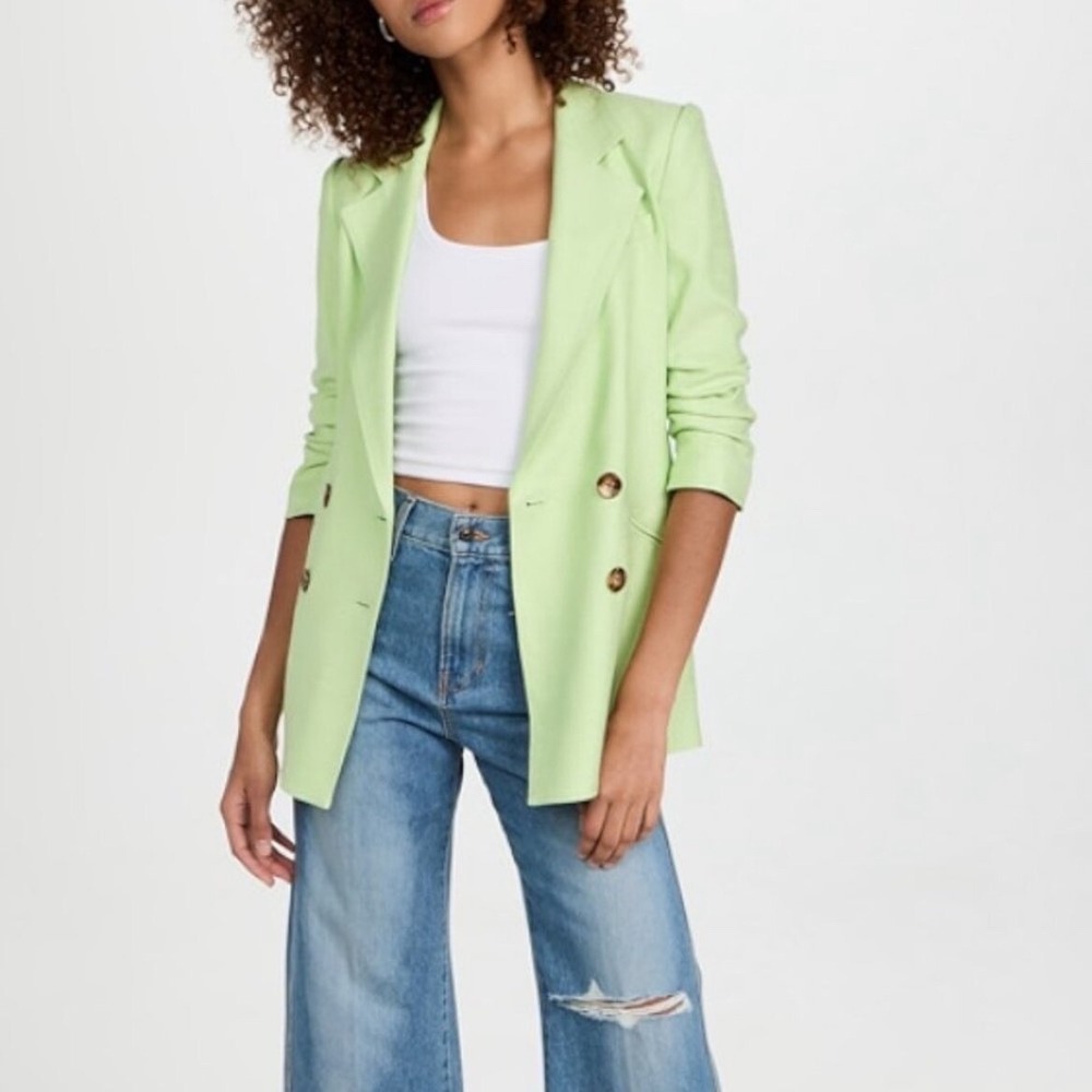 Veronica Beard Rupert Dickey Jacket Size 8 Pistachio Green Rushed Sleeve Blazer